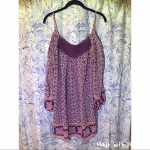 Boho Purple Cold Shoulder Dress